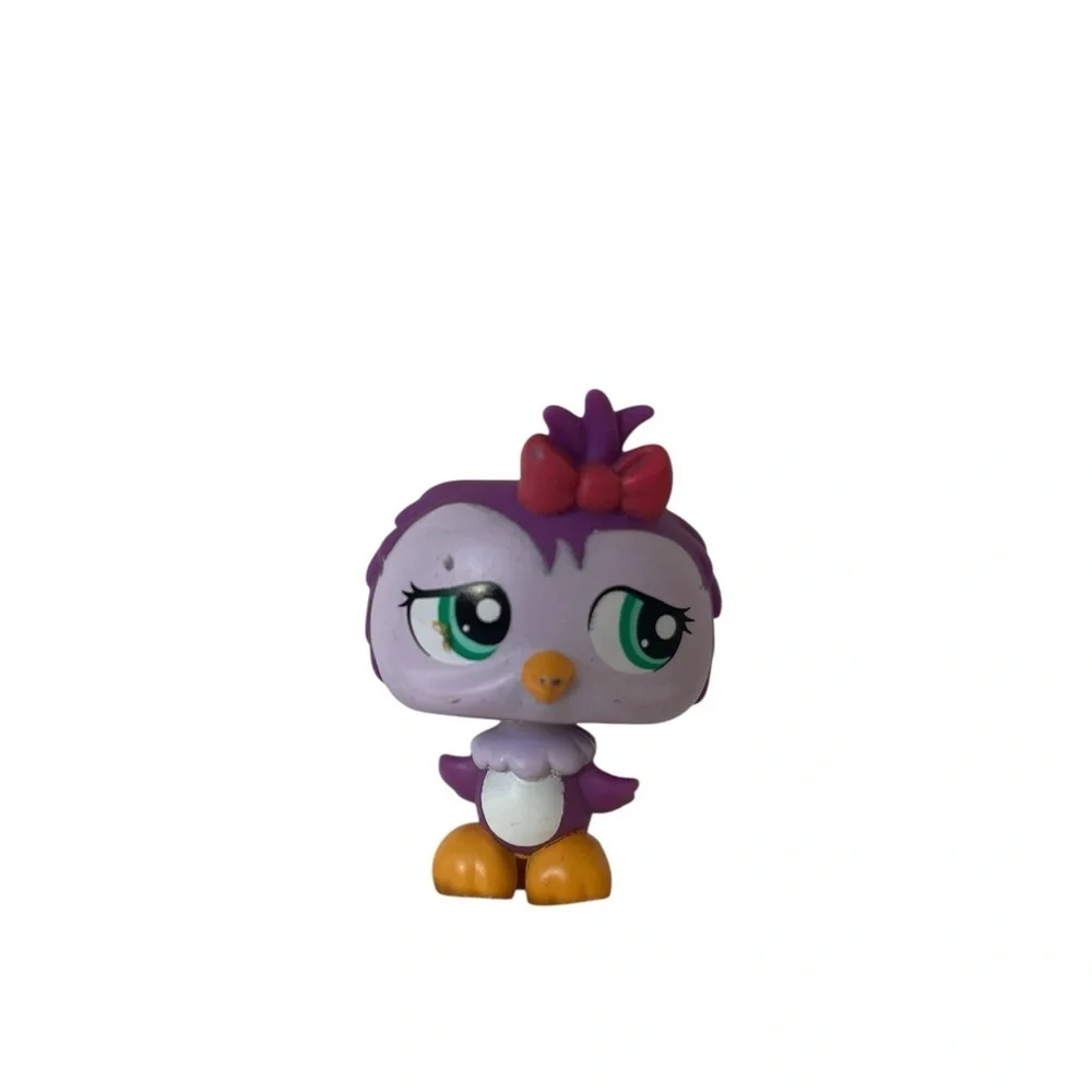 Littlest Petshop Purple Owl Blue Eyes Pink Bow RARE 1515